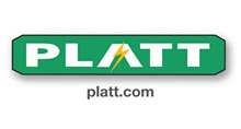 A green and white logo for platt com.