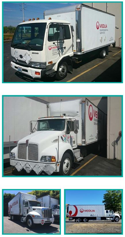 Collage images of some white color trucks