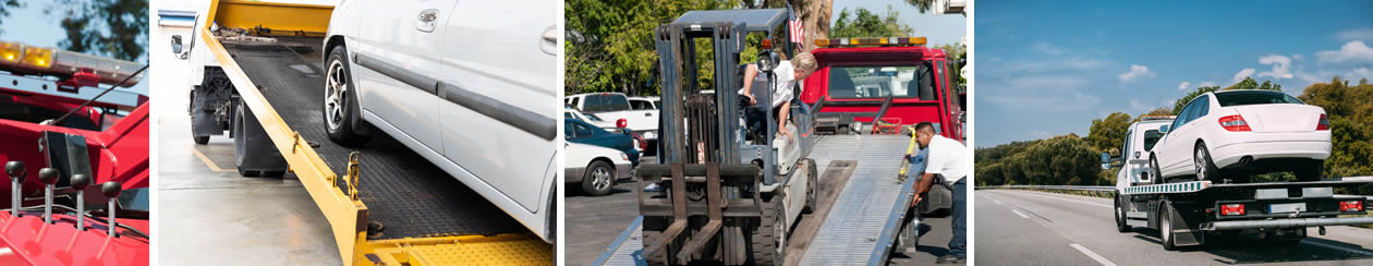 Some Collage images of trucks towing cars